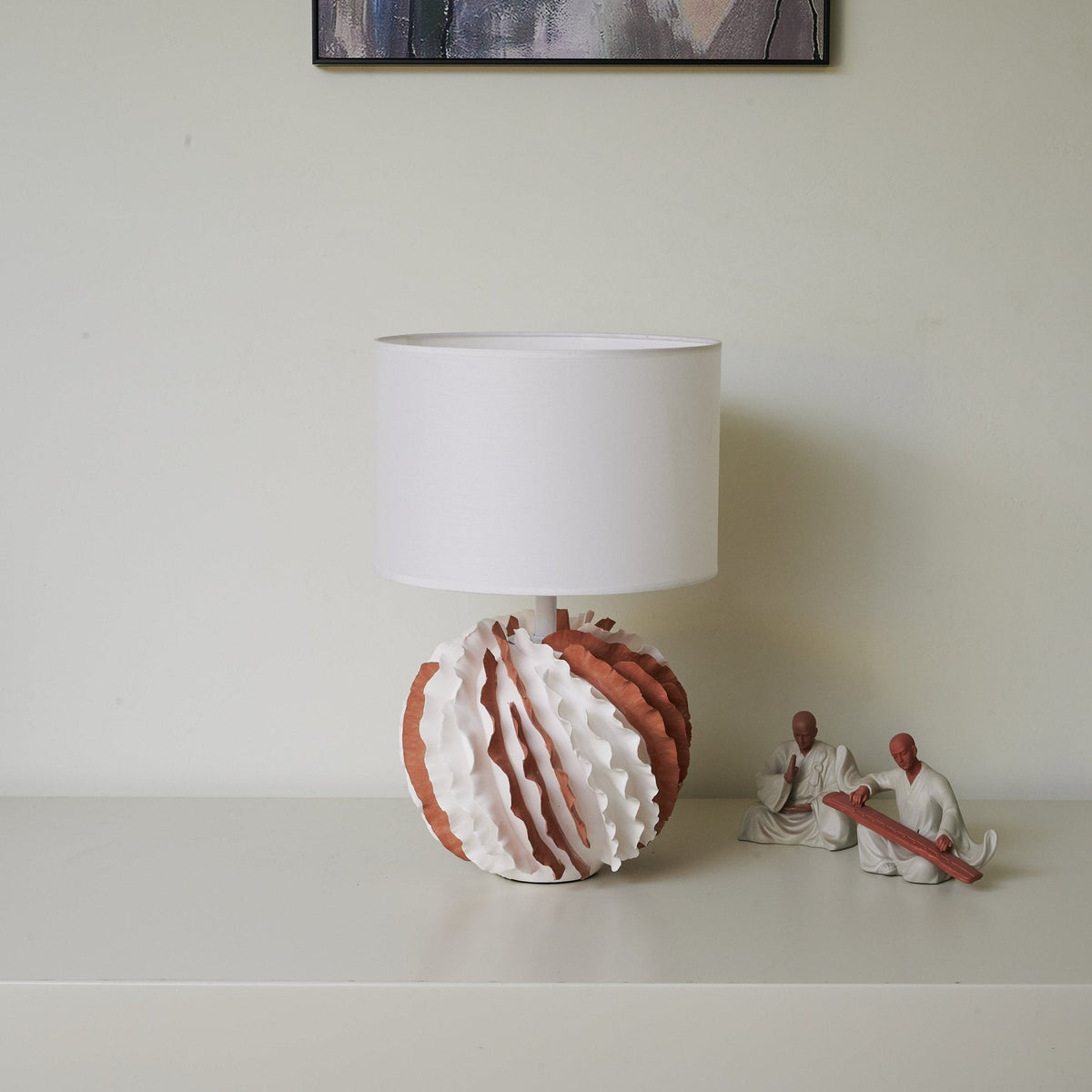 Terralune Ceramic Table Lamp with Linen Shade for Living Room and Bedroom
