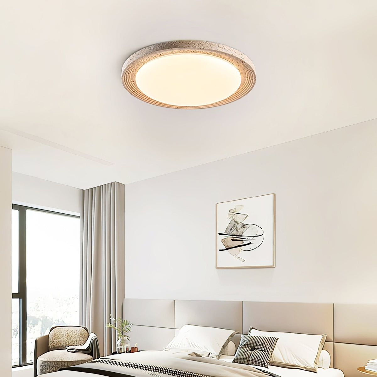 Terralux Travertine LED Flush Mount Ceiling Light for Modern Interiors
