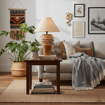 Terrana Sculptural Ceramic Table Lamp with Fabric Shade