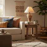 Terrana Sculptural Ceramic Table Lamp with Fabric Shade