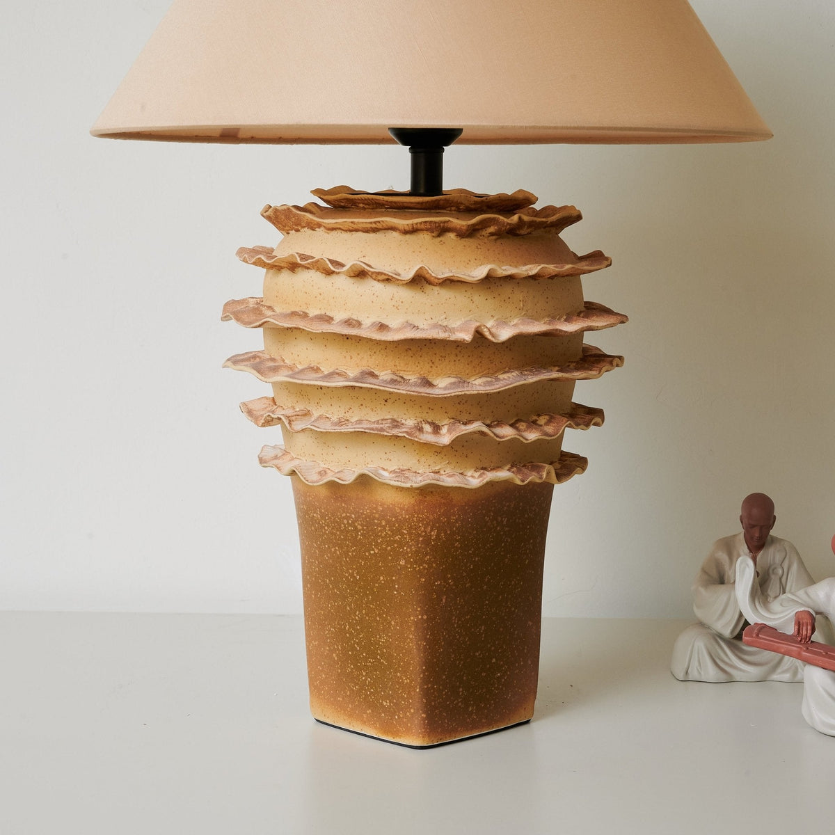 Terrana Sculptural Ceramic Table Lamp with Fabric Shade