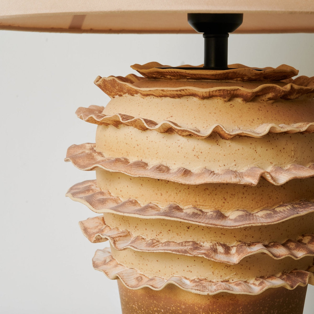 Terrana Sculptural Ceramic Table Lamp with Fabric Shade