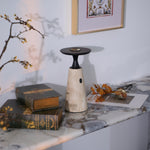 Terrava Rechargeable Table Lamp in Travertine and Matte Black