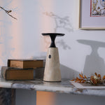 Terrava Rechargeable Table Lamp in Travertine and Matte Black