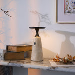 Terrava Rechargeable Table Lamp in Travertine and Matte Black