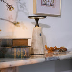 Terrava Rechargeable Table Lamp in Travertine and Matte Black
