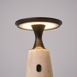 Terrava Rechargeable Table Lamp in Travertine and Matte Black