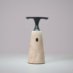 Terrava Rechargeable Table Lamp in Travertine and Matte Black