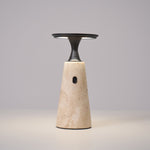 Terrava Rechargeable Table Lamp in Travertine and Matte Black