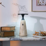 Terrava Rechargeable Table Lamp in Travertine and Matte Black