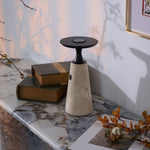 Terrava Rechargeable Table Lamp in Travertine and Matte Black
