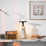 Terrava Rechargeable Table Lamp in Travertine and Matte Black