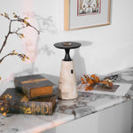 Terrava Rechargeable Table Lamp in Travertine and Matte Black