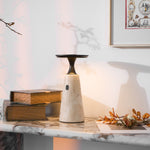 Terrava Rechargeable Table Lamp in Travertine and Matte Black