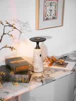 Terrava Rechargeable Table Lamp in Travertine and Matte Black