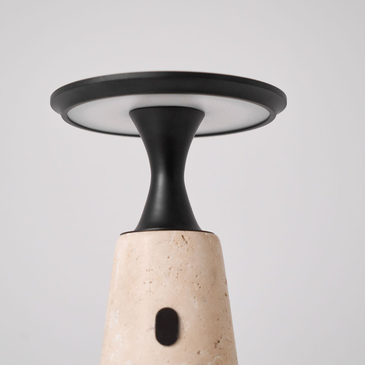 Terrava Rechargeable Table Lamp in Travertine and Matte Black