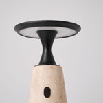 Terrava Rechargeable Table Lamp in Travertine and Matte Black