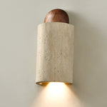 Travertine Cylinder Wall Sconce with Cap – Modern Natural Stone Lighting