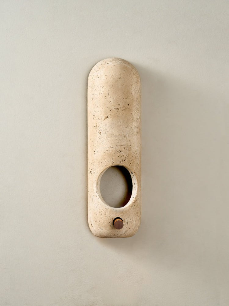 Travertine Oval Wall Sconce – Modern Natural Stone Lighting