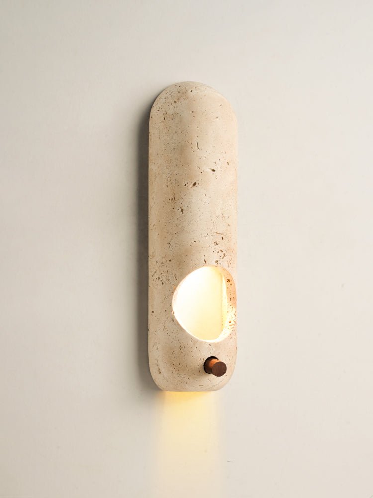 Travertine Oval Wall Sconce – Modern Natural Stone Lighting