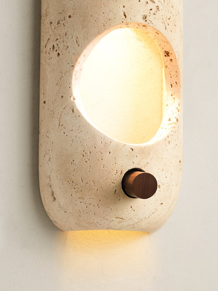 Travertine Oval Wall Sconce – Modern Natural Stone Lighting
