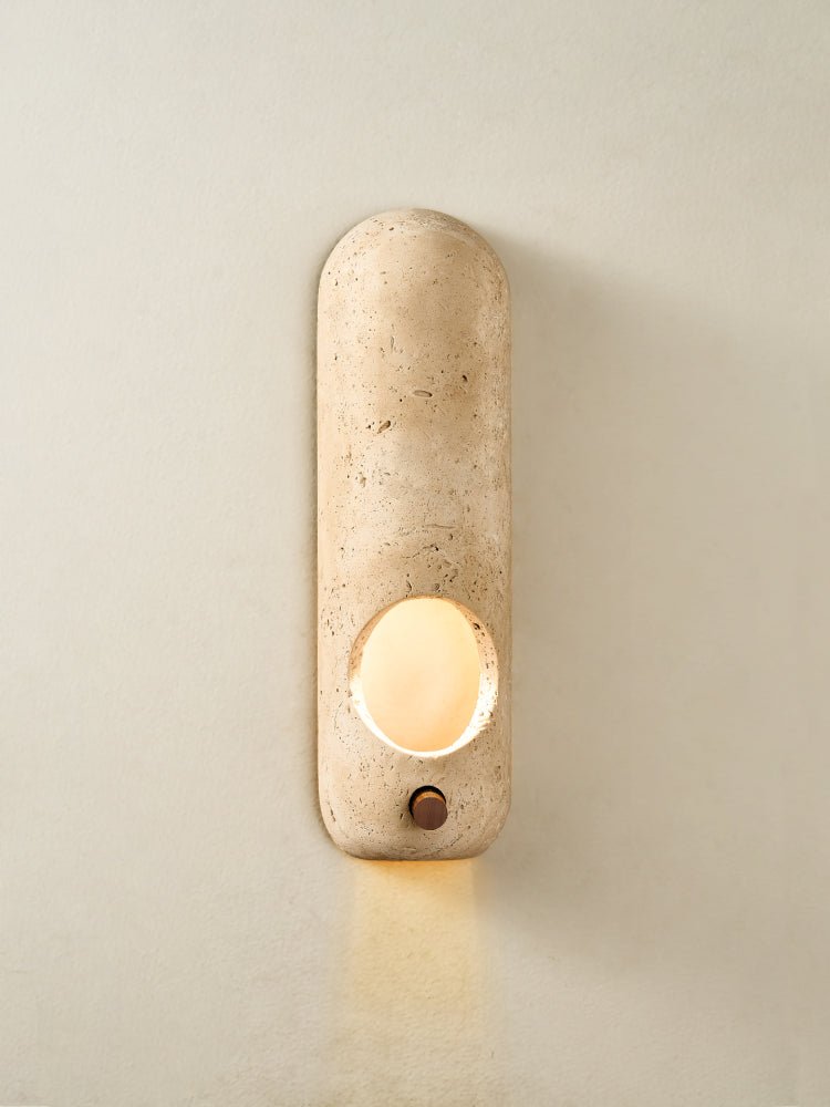 Travertine Oval Wall Sconce – Modern Natural Stone Lighting