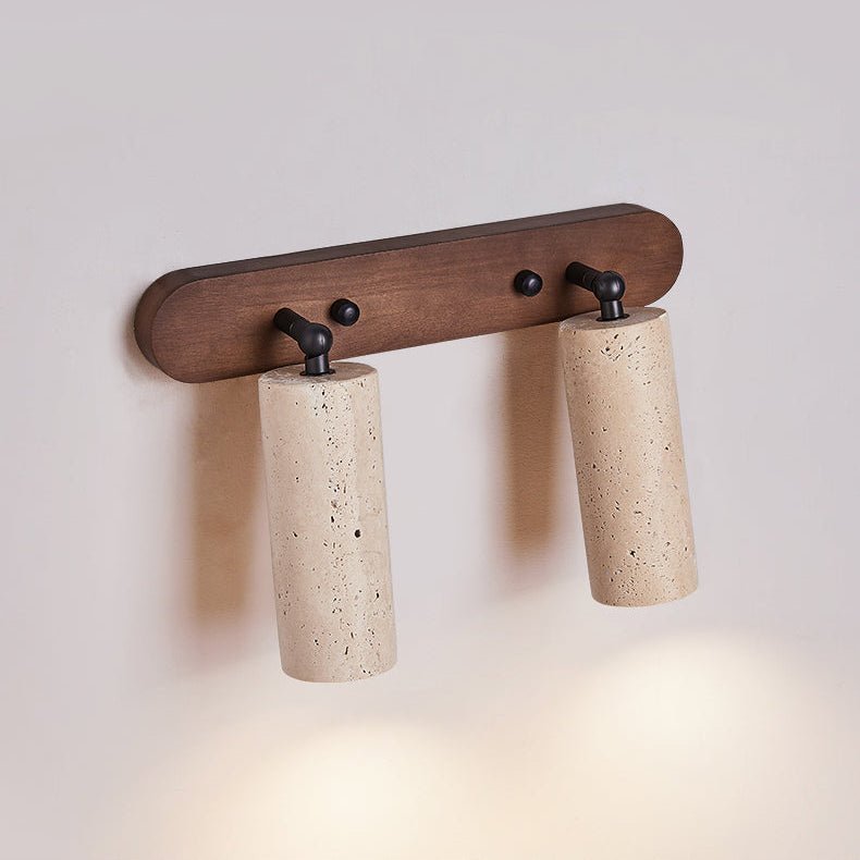 Travertine Triple Spotlight Wall Sconce in Walnut Wood