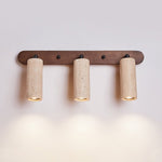 Travertine Triple Spotlight Wall Sconce in Walnut Wood