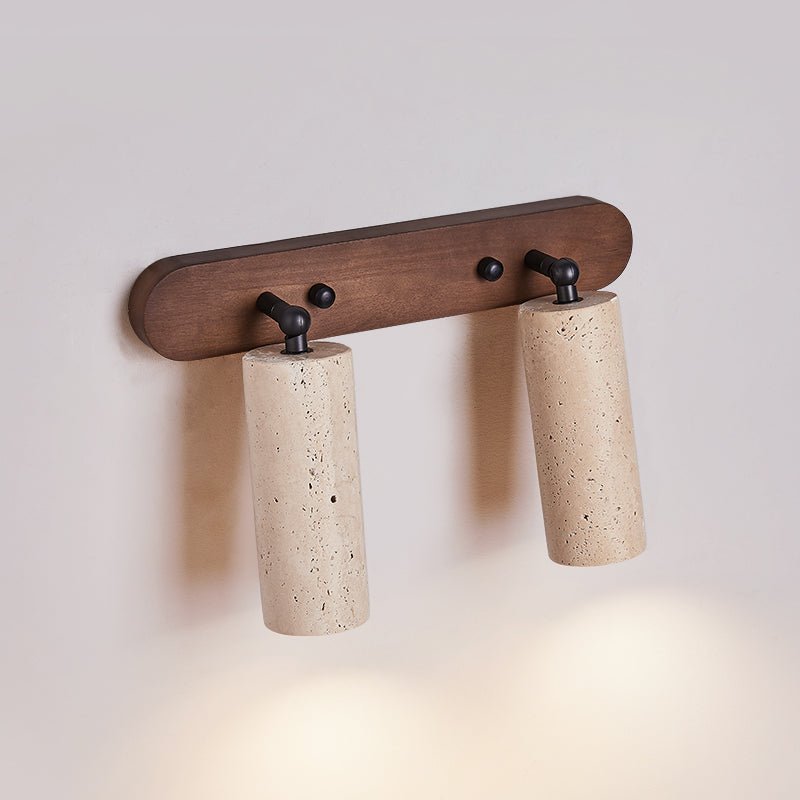 Travertine Triple Spotlight Wall Sconce in Walnut Wood