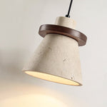 Terrona Ring Pendant Light in Natural Travertine and Walnut Wood