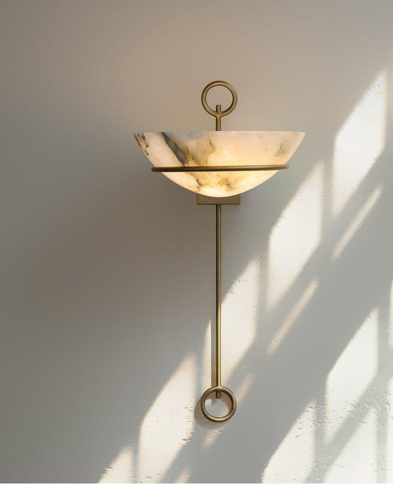 Tether Alabaster Wall Sconce in Brass – Modern Ambient Lighting