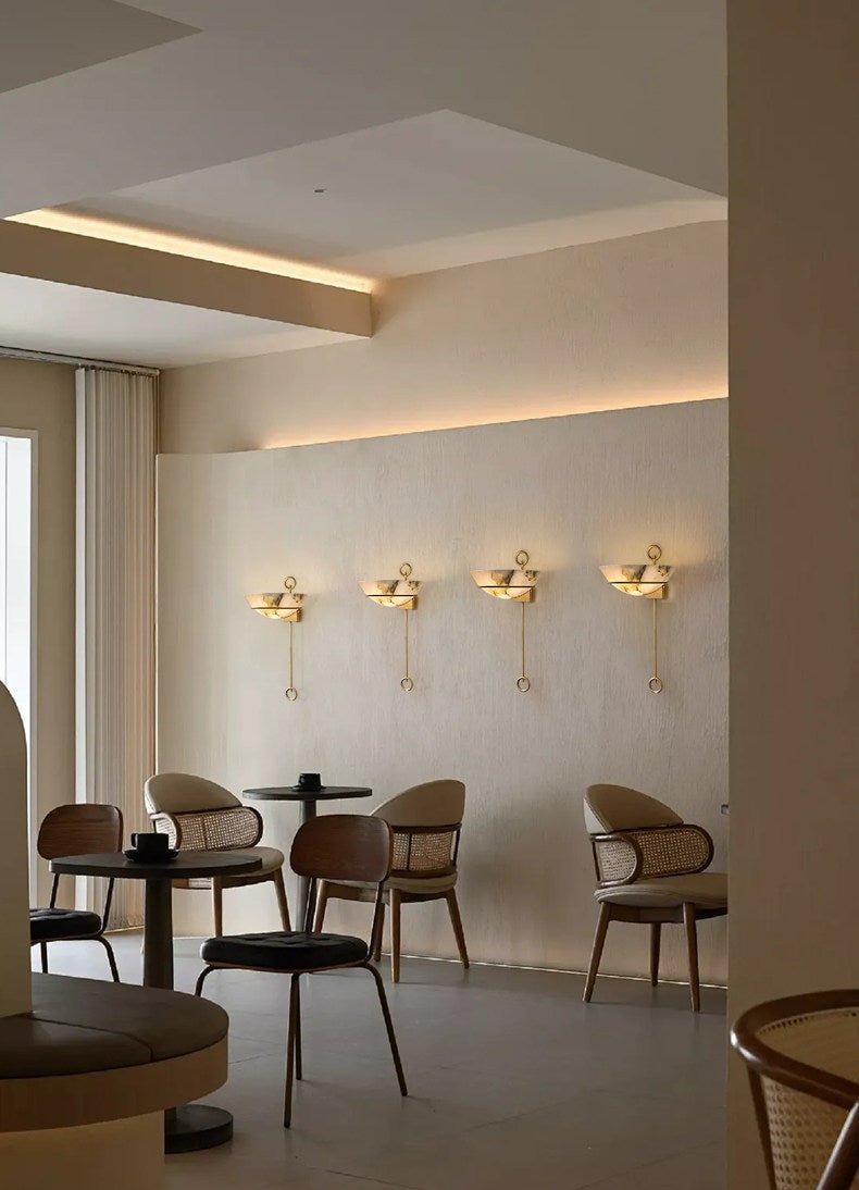Tether Alabaster Wall Sconce in Brass – Modern Ambient Lighting