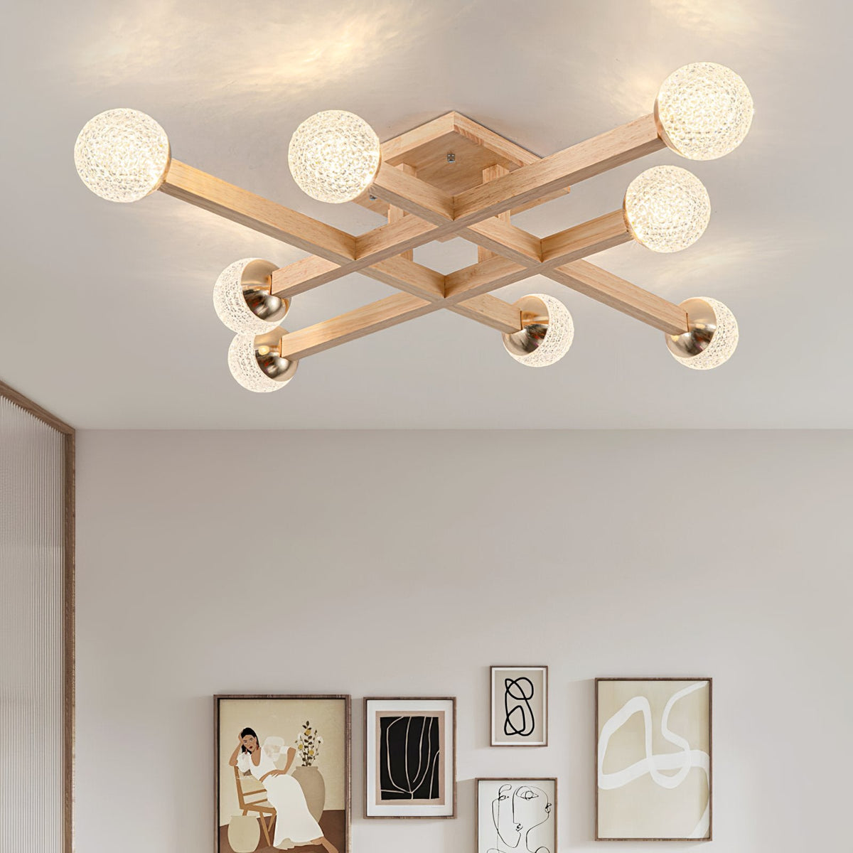 Tetrix Wood Ceiling Light