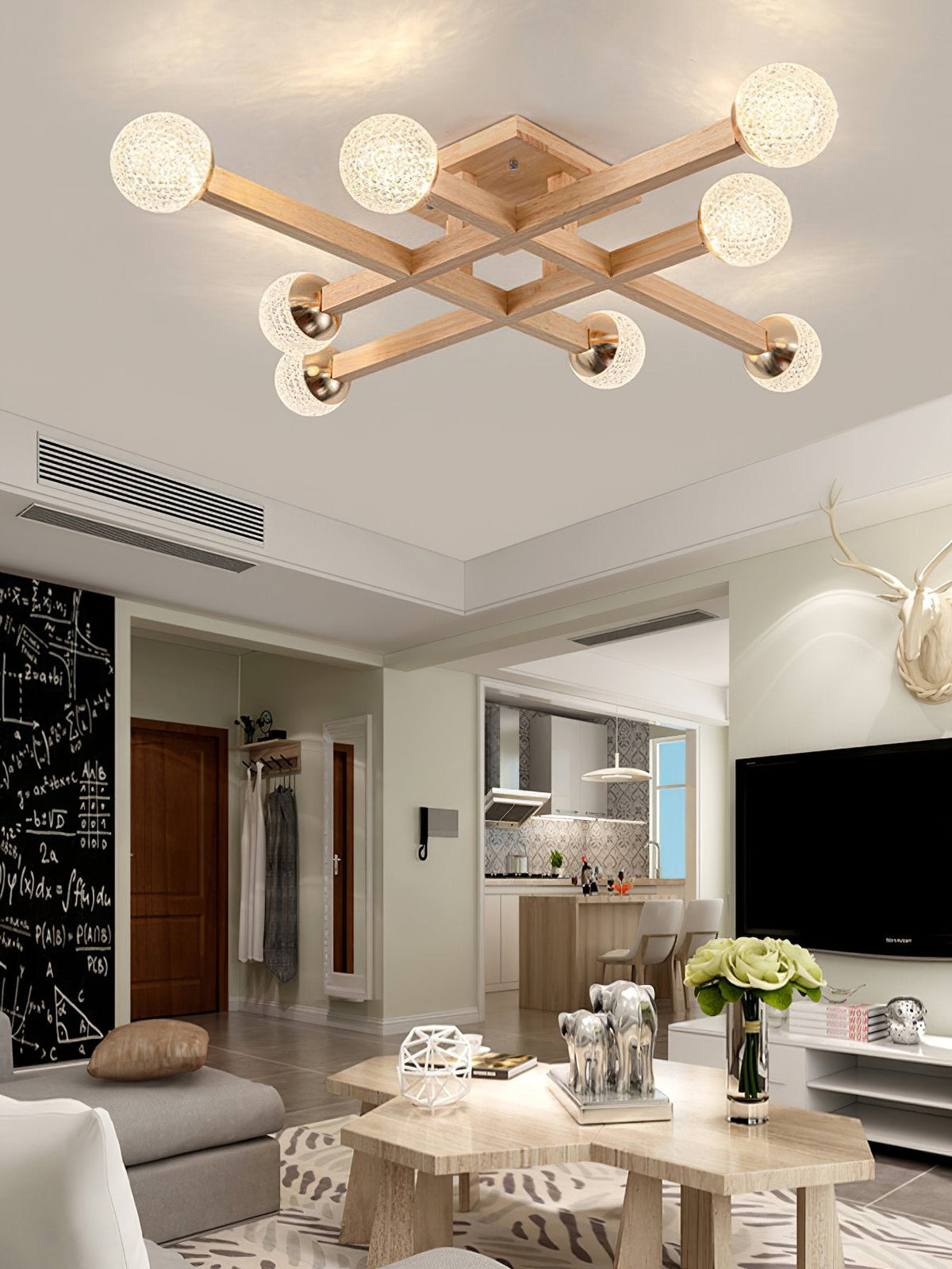 Tetrix Wood Ceiling Light