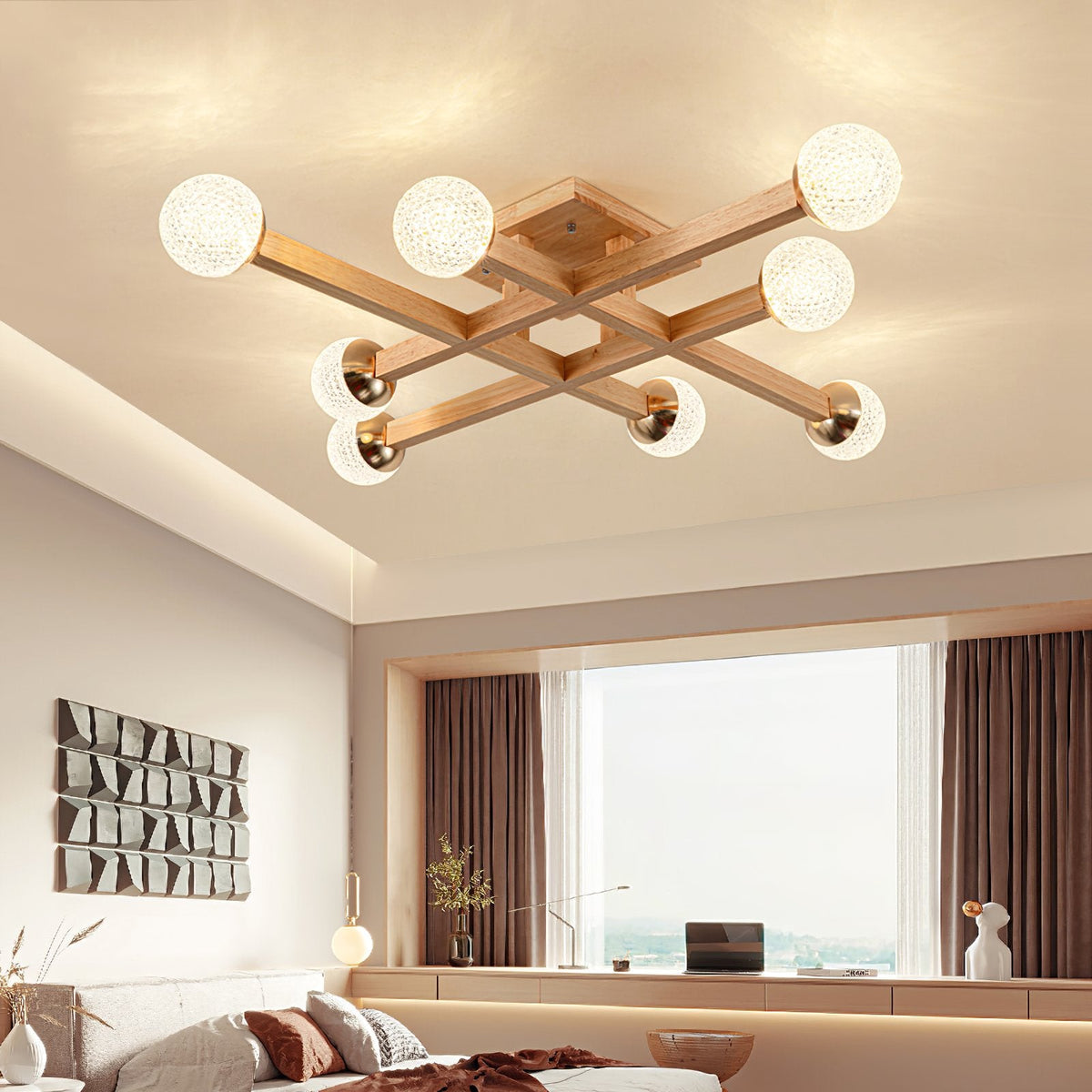 Tetrix Wood Ceiling Light