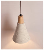 Artisan Microcement Cone Pendant Light with Wood Accent for Modern Interiors
