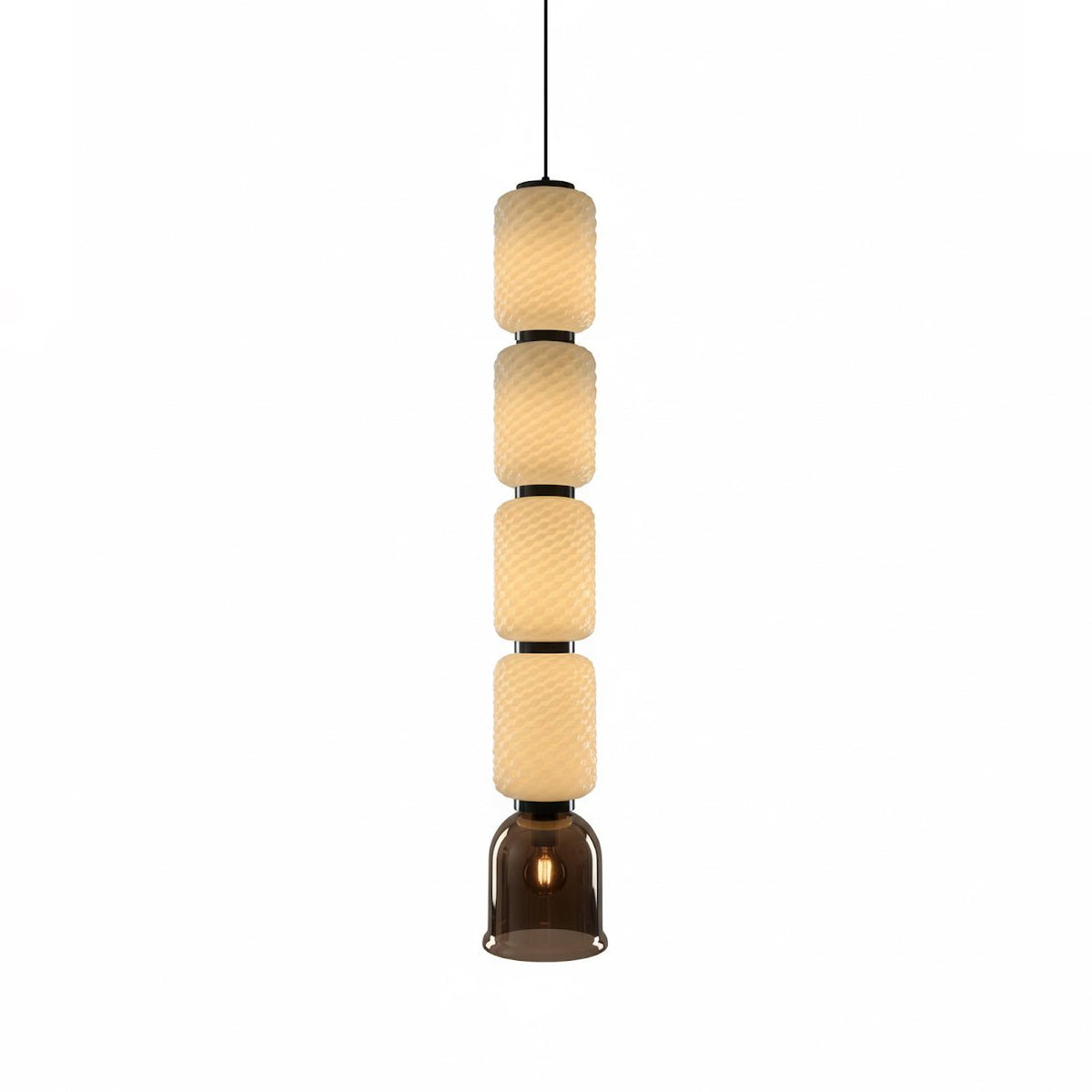 Artisan Layered Glass Pendant Light with Vintage Bulb for Dining and Living Spaces