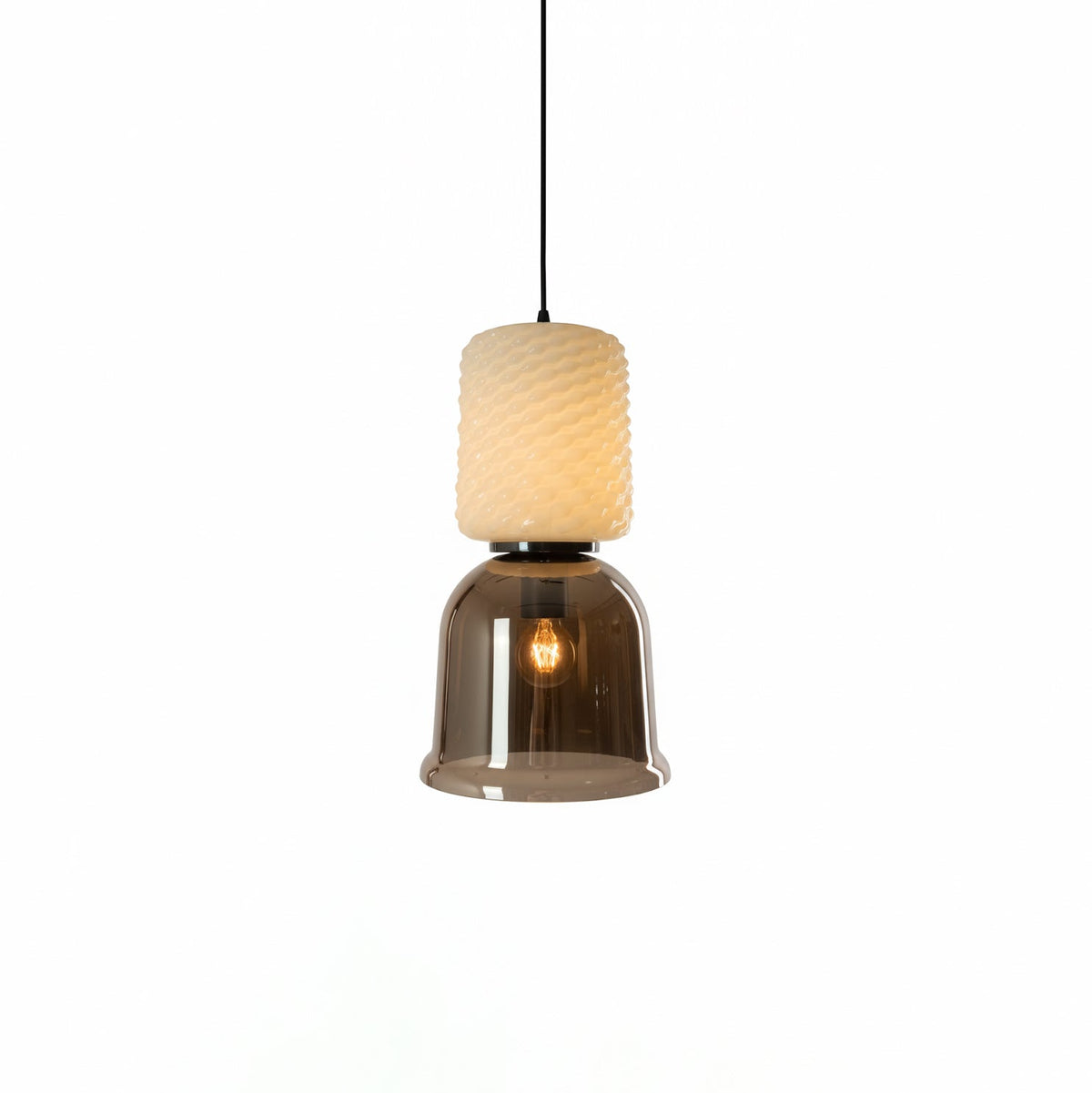 Artisan Layered Glass Pendant Light with Vintage Bulb for Dining and Living Spaces