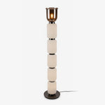 Layered Glass Floor Lamp with Textured Cream Shades