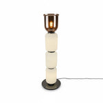 Layered Glass Floor Lamp with Textured Cream Shades
