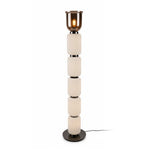 Layered Glass Floor Lamp with Textured Cream Shades