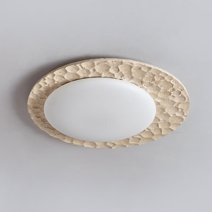 Organic Travertine Ceiling Light with Textured Stone Finish