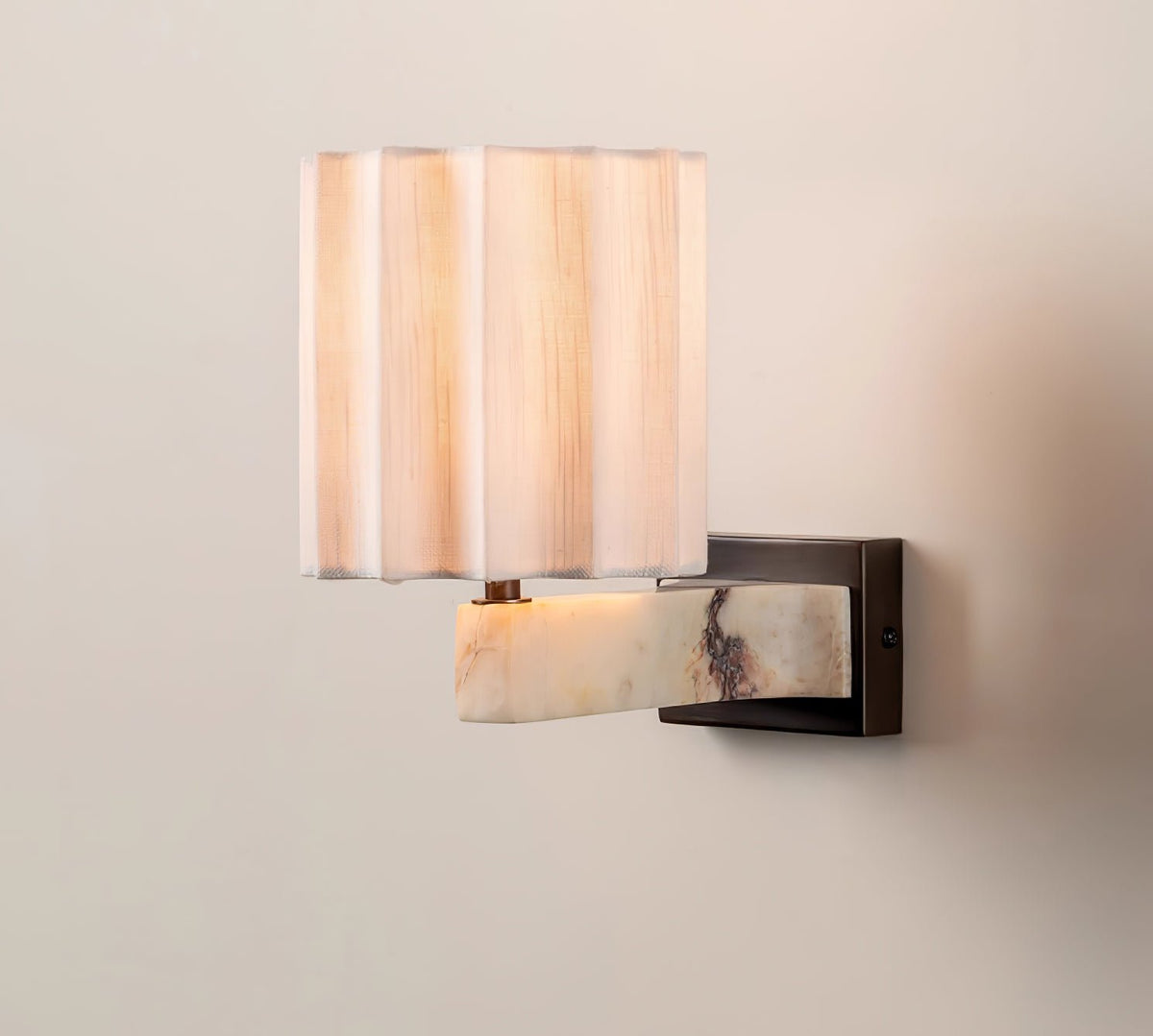 Textured Shade Wall Sconce with Marble Accents