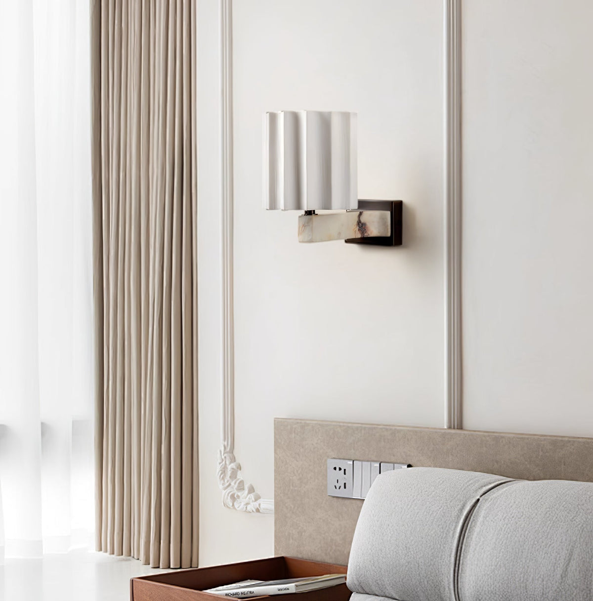 Textured Shade Wall Sconce with Marble Accents