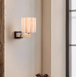 Textured Shade Wall Sconce with Marble Accents