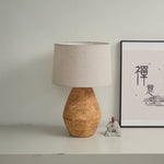 Terracotta Textured Table Lamp with Linen Shade for Modern Interiors