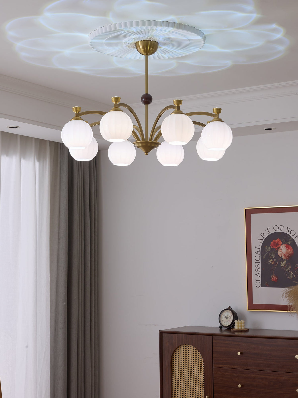 Solmere Modern Gold Glass Chandelier for Dining Room and Living Room