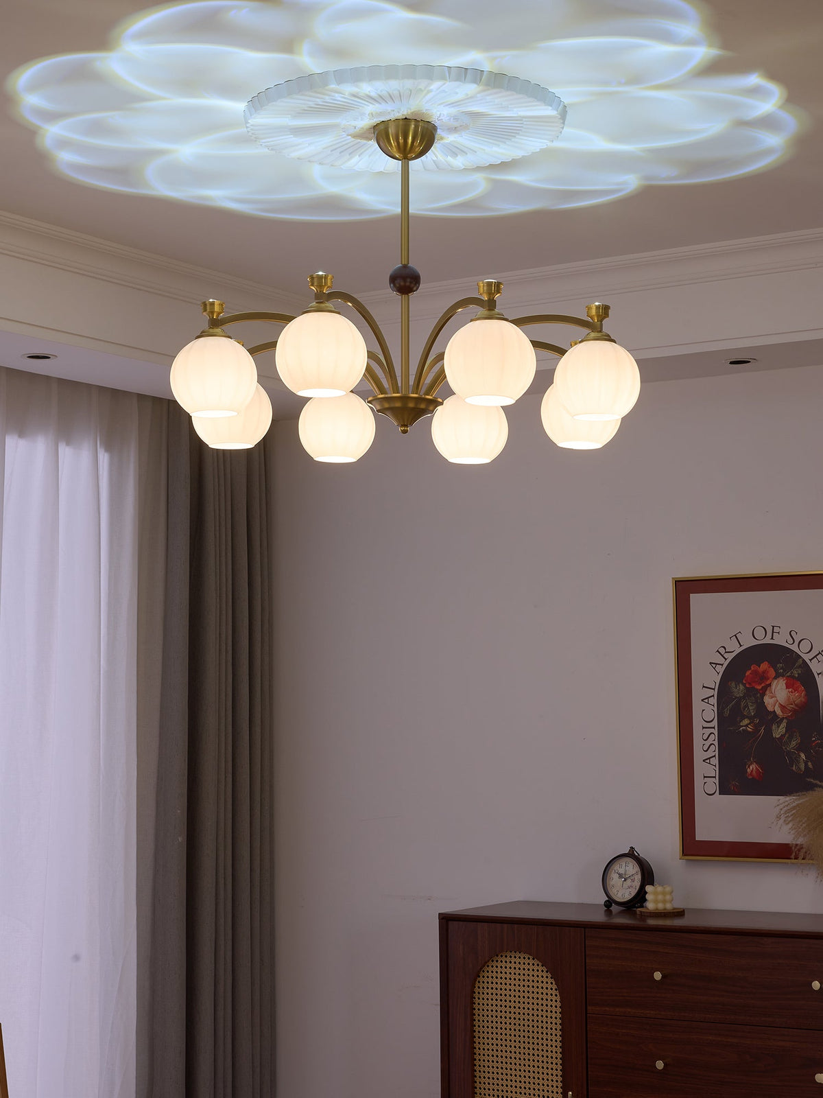 Solmere Modern Gold Glass Chandelier for Dining Room and Living Room