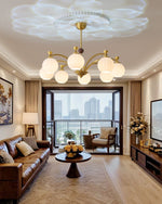 Solmere Modern Gold Glass Chandelier for Dining Room and Living Room