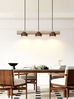 Thalen Linear Travertine Pendant Light, Three-Light Modern Kitchen Island Lamp